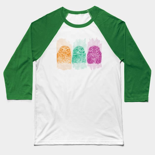 Three angy owlets Baseball T-Shirt by Redilion